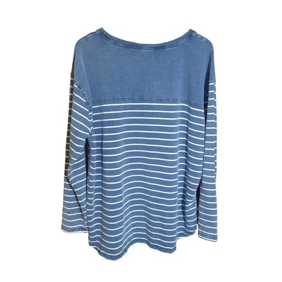 Jane + Delancey Womens Blue Denim Look With Long Sleeves Crewneck Size XL - Picture 3 of 7